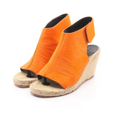 セリーヌ CELINE ウェッジソール サンダル 靴 レザー レディース オレンジ系 【中古】