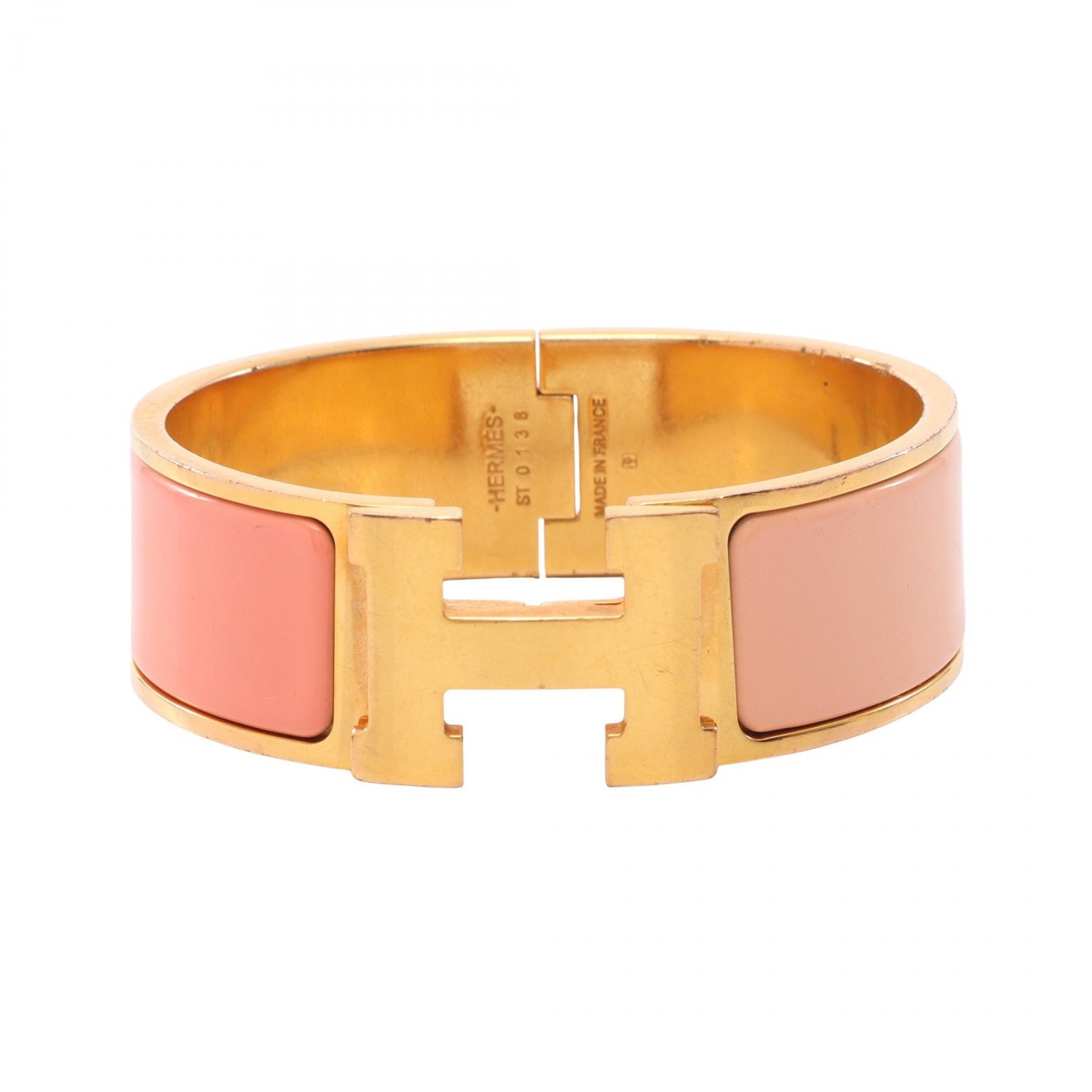 エルメス HERMES クリッククラックGM バングル アクセサリー GP(ゴールドメッキ) エナメル ゴールド レディース ゴールド系 / ピンク系 【中古】