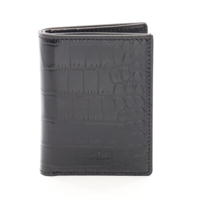 トムフォード TOM FORD クロコ型押し 二つ折り カードケース アクセサリー レザー メンズ ブラック系 Y0417LCL439S1N001 【新品】
