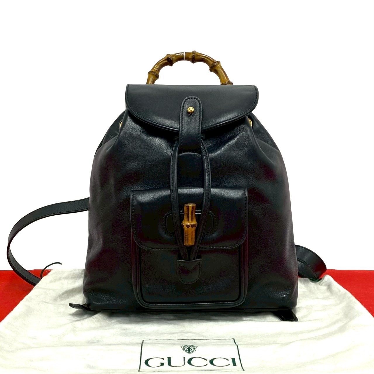 GUCCI グッチ バンブー レザー バンブー リュックサック ブラック
 09350