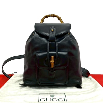 GUCCI グッチ バンブー レザー バンブー リュックサック ブラック
09350