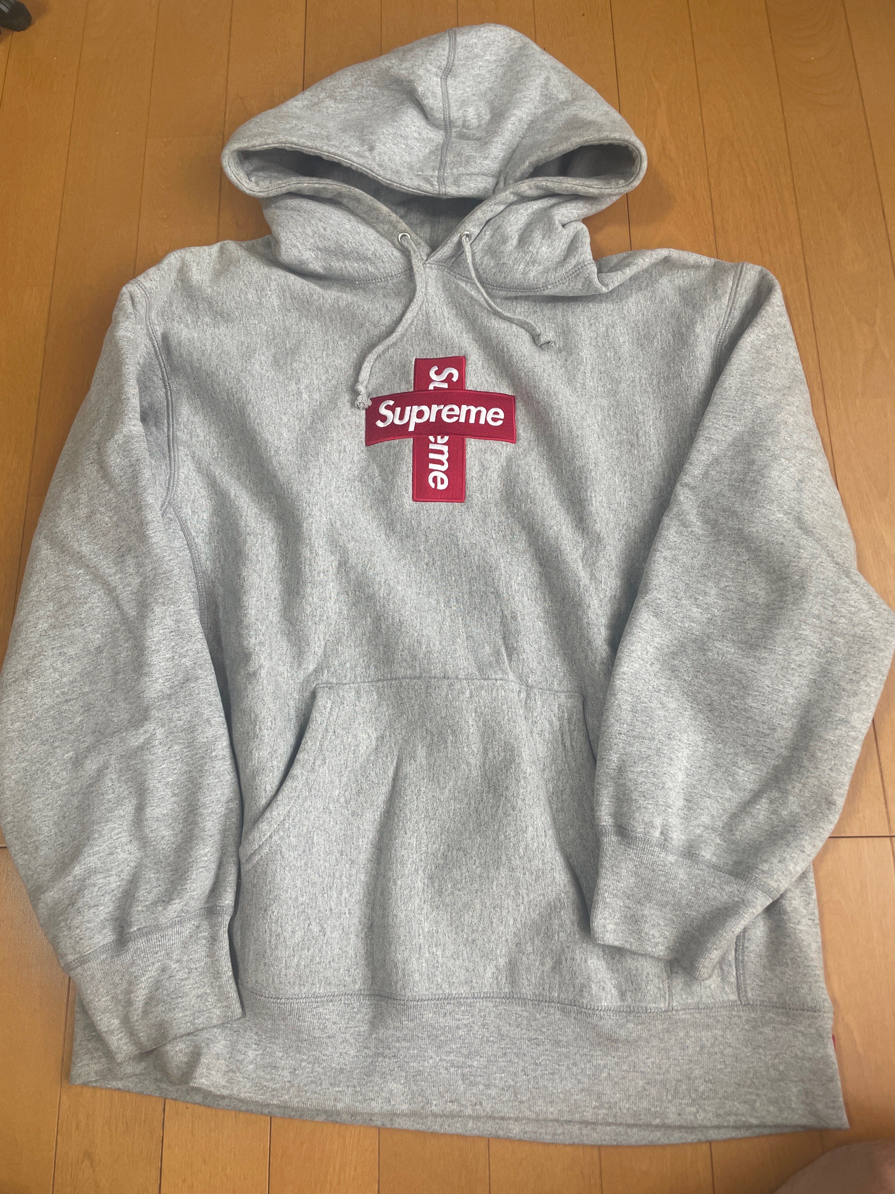 Supreme Cross Box Logo Hooded Sweatshirt "Grey"