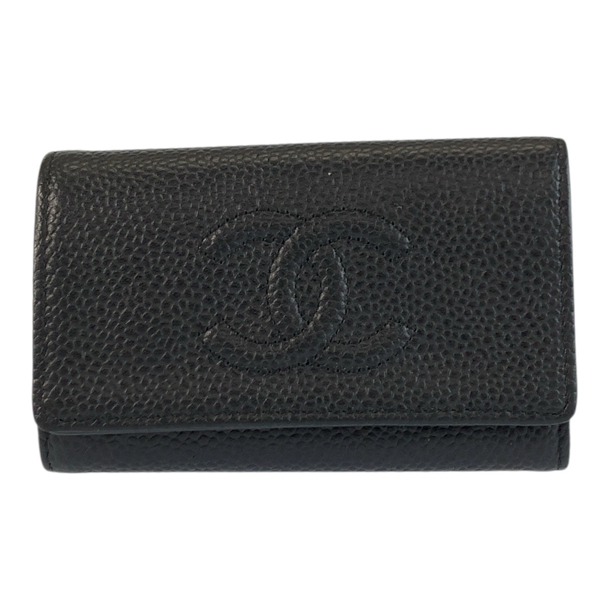 美品 CHANEL シャネル ココマーク ブラック 黒 シルバー金具 レザー キーケース 6連 602438 【中古】