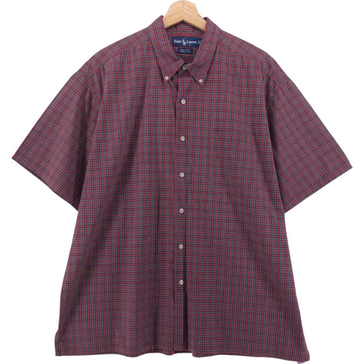 古着 ラルフローレン Ralph Lauren GREGGOR 半袖 ボタンダウン チェックシャツ ボックスシャツ メンズXL相当/eaa542613