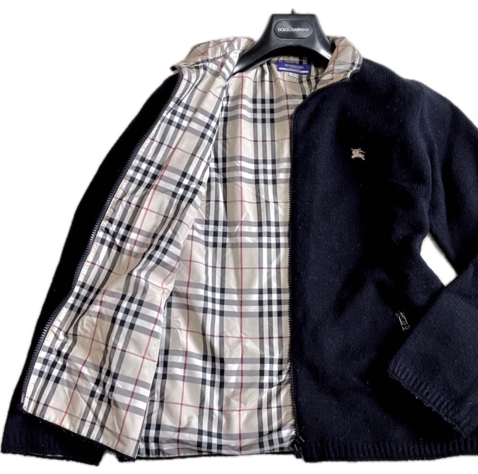 美品 バーバリー ノバチェック ホースロゴ 刺繍 フリースジャケット ブルゾン