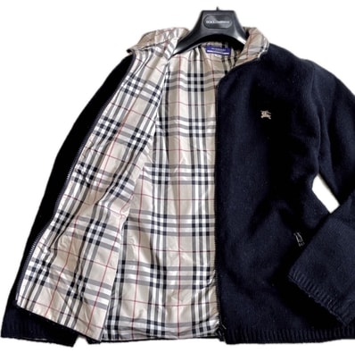 美品 バーバリー ノバチェック ホースロゴ 刺繍 フリースジャケット ブルゾン