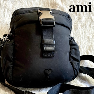 AMI PARIS Ami de Coeur Crossbody Pocket Bag "Black"