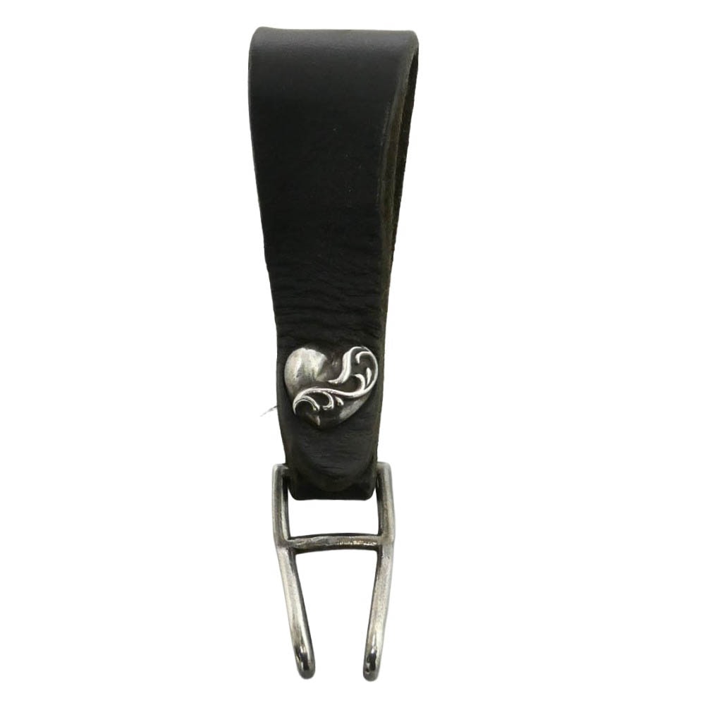 CHROME HEARTS クロムハーツ(原本無) BELT LOOP ハートボール レザー ベルトループ ブラック系 シルバー系【中古】