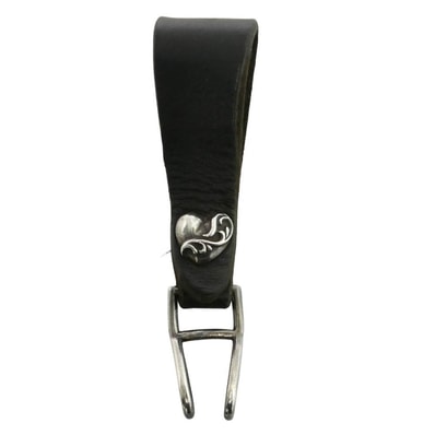 CHROME HEARTS クロムハーツ(原本無) BELT LOOP ハートボール レザー ベルトループ ブラック系 シルバー系【中古】