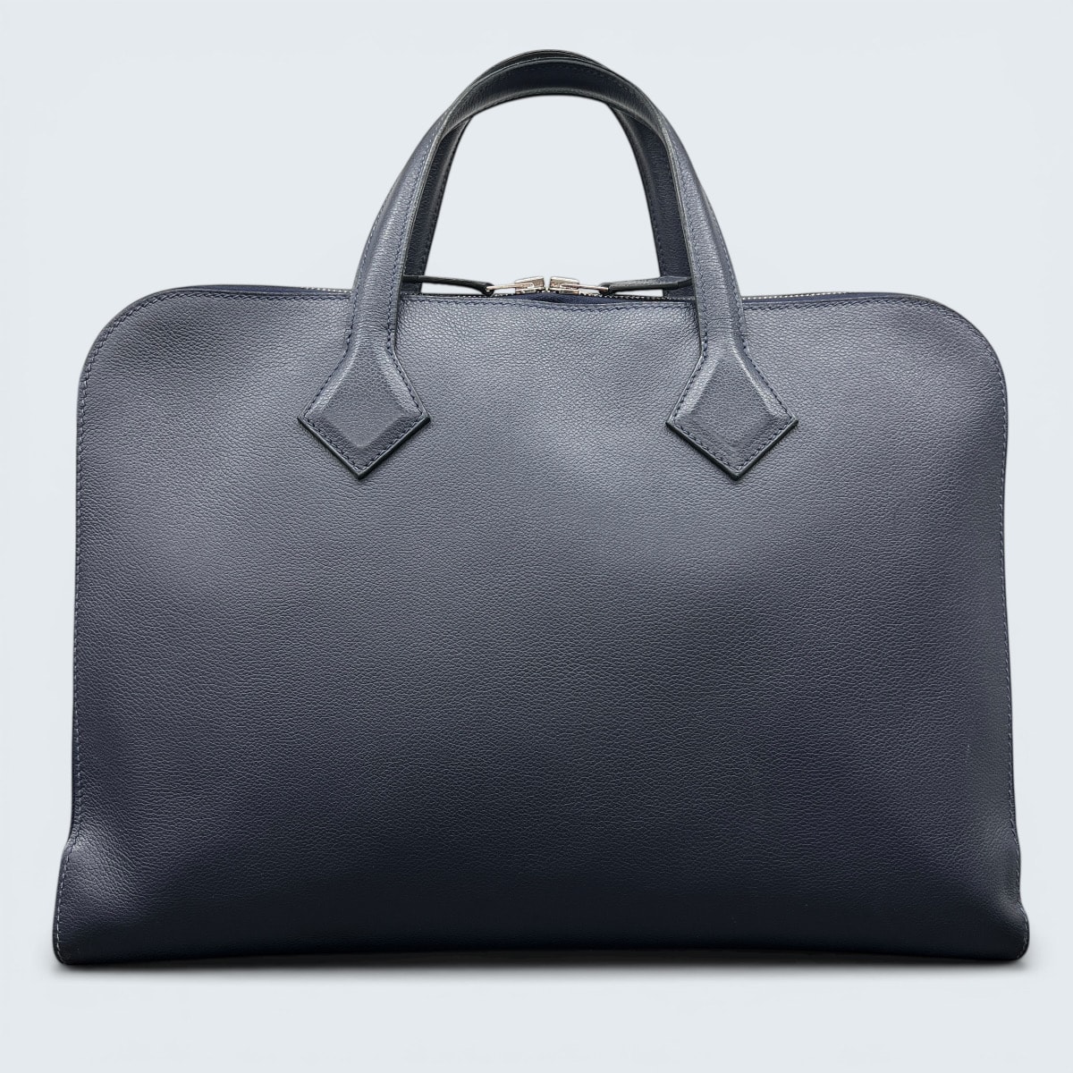 HERMES 希少 美品 エルメス ヴィクトリアライト ブリーフケース エバーカラー ブルーニュイ Y刻印 2020年製造 レザー ネイビー シルバー金具 ビジネスバッグ ハンドバッグ メンズ ABランク 中古 鑑定済 エルメスバッグ