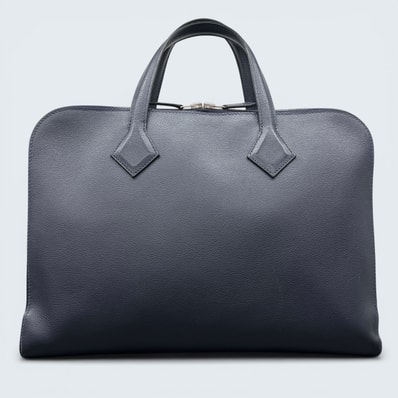 HERMES 希少 美品 エルメス ヴィクトリアライト ブリーフケース エバーカラー ブルーニュイ Y刻印 2020年製造 レザー ネイビー シルバー金具 ビジネスバッグ ハンドバッグ メンズ ABランク 中古 鑑定済 エルメスバッグ