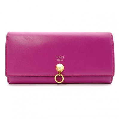 FENDI フェンディ バイザウェイ 長財布 レザー ピンク ゴールド金具