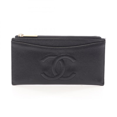 シャネル CHANEL ココマーク 札入れ 財布 キャビアスキン(グレインドカーフ) レディース ブラック系 【中古】