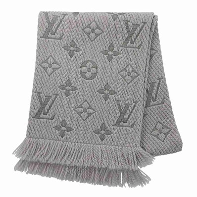 LOUIS VUITTON ルイ・ヴィトン エシャルプ・ロゴマニア マフラー M74742 ウール シルク グレー レディース【中古】