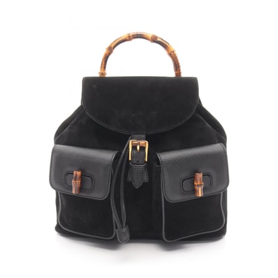グッチ GUCCI バンブー リュックサック バックパック バッグ スウェード レザー レディース ブラック系 003 2058 0016 【中古】