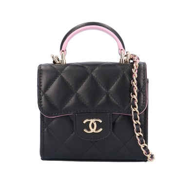 シャネル マトラッセ ココマーク ショルダーバッグ ラムスキン ブラック レディース CHANEL 中古