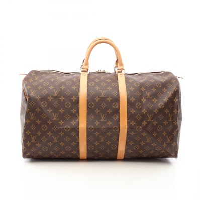 ルイ・ヴィトン LOUIS VUITTON キーポル55 ボストンバッグ バッグ PVCコーティングキャンバス レザー モノグラム メンズ レディース ブラウン系 M41424 【中古】