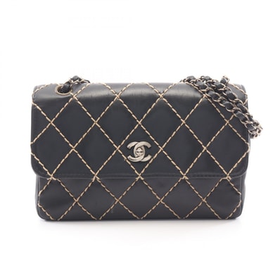 シャネル CHANEL ワイルドステッチ ショルダーバッグ バッグ ラムスキン(羊革) レディース ブラック系 【中古】