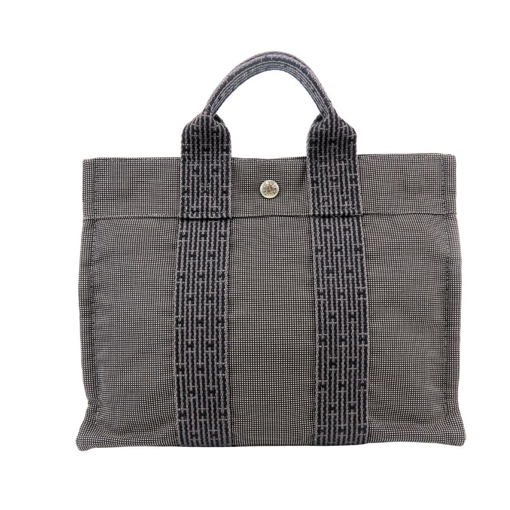 【中古】 エルメス ハンドバッグ エールラインPM キャンバス グレー シルバー金具 普段使い 定番 旧金具 レディース メンズ HERMES
