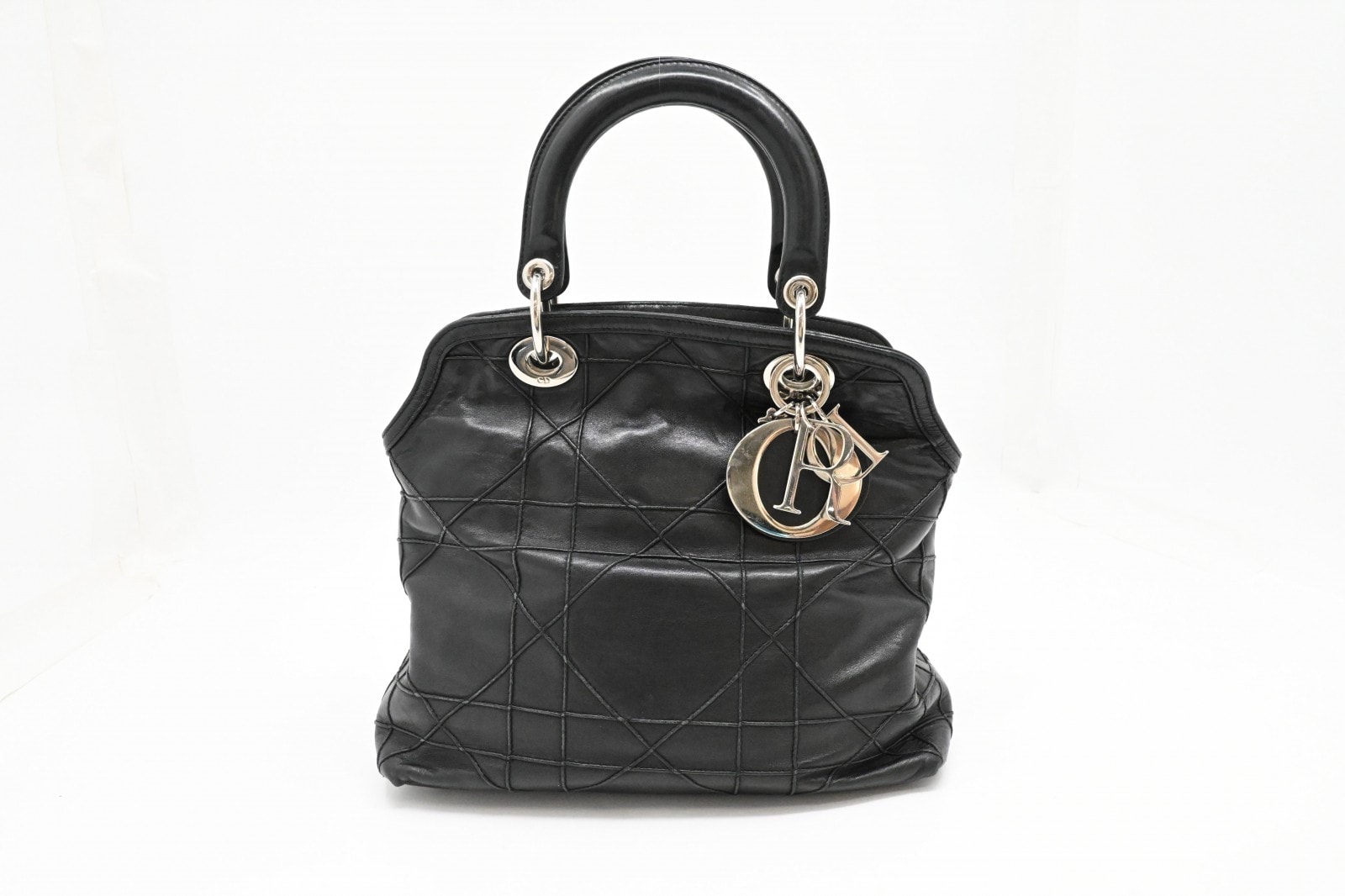 ディオール グランヴィル トートバッグ ブラック レザー 