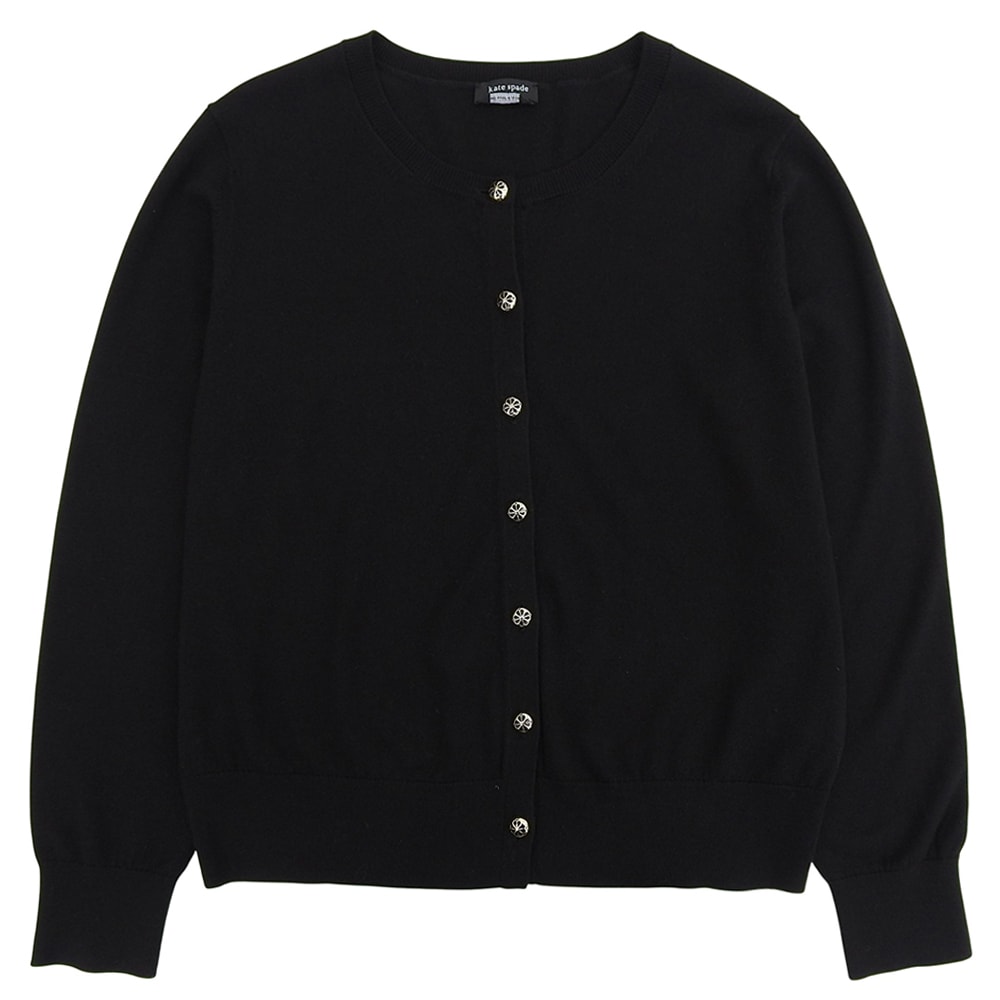 ケイトスペード 美品 スペード フラワー ボタン ライトウェイト カーディガン トップス レディース ブラック M KO351 M