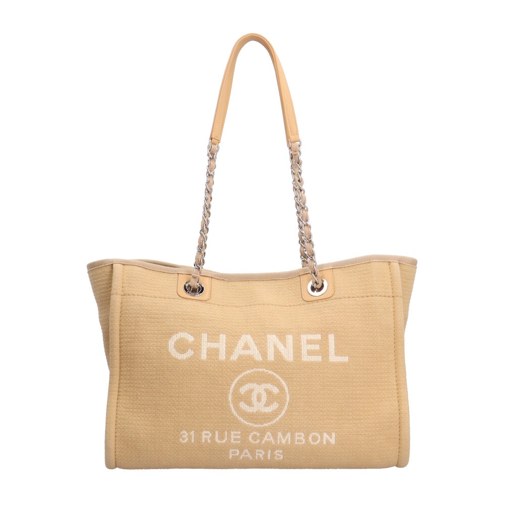 シャネル MM ドーヴィル トートバッグ キャンバス ベージュ レディース CHANEL  中古