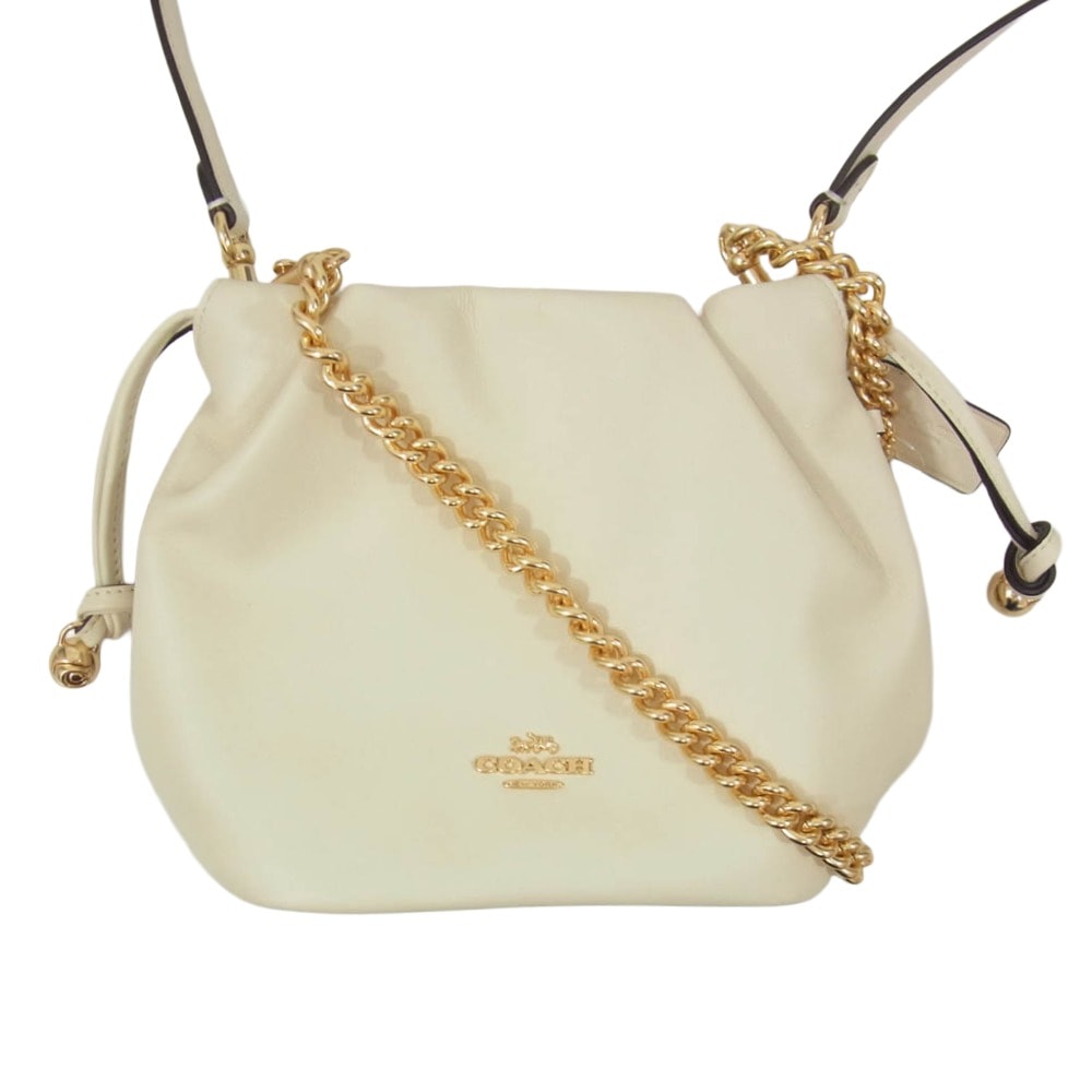 COACH コーチ その他バッグ CDB67 フェイ ミニ ドローストリング レザー ショルダー バッグ オフホワイト系【中古】