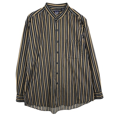 古着 90年代 ギャップ GAP オールドギャップ マルチストライプ スタンドカラー 長袖 コットンストライプシャツ メンズXL相当 ヴィンテージ/eaa459508