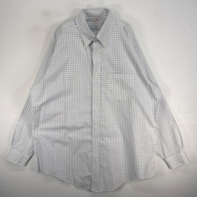 古着 ブルックスブラザーズ Brooks Brothers 長袖シャツ ボタンダウン TRADITIONAL FIT 胸ポケ L ブルー系 チェック メンズ