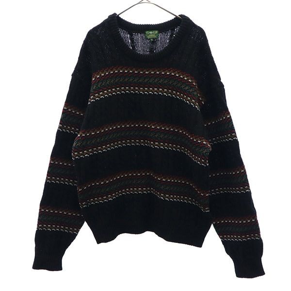 adidas アディダス ウールブレンド 総柄 ゴルフ 長袖 セーター L ブラック スポーツ ニット