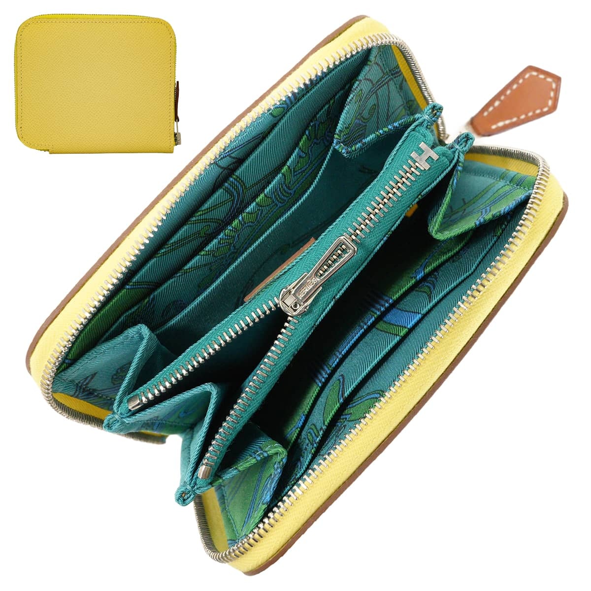 HERMES エルメス アザップ シルクイン コンパクト デッラカヴァッレリア ジョーヌプッサン/ブルーパオン エプソン 二つ折り財布 X刻印 新品未使用