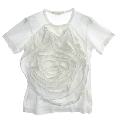 COMME des GARCONS コムデギャルソン Tシャツ 薔薇と血期 15SS GO-T021 AD2014 Flower デコレーション ローズ装飾 半袖 Tシャツ ホワイト系 S【中古】