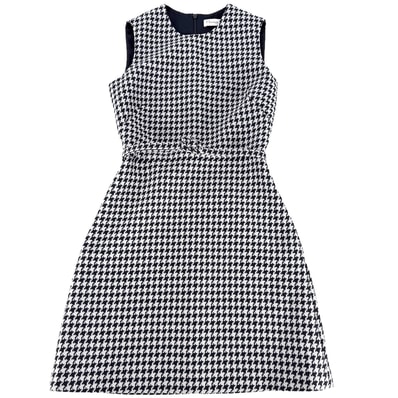 Christian Dior クリスチャンディオール ワンピース タンクドレス 千鳥柄 服 アパレル 34 411R94A1479 グレー ネイビー 紺 ウール シルク レディース 春 秋 美品【中古品】