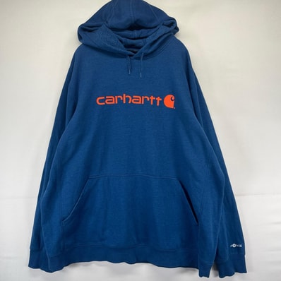 古着 カーハート Carhartt パーカー プルオーバー スウェット フーディー ワーク 大きいサイズ 3XL ブルー系 メンズ