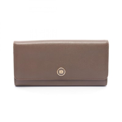 ロエベ LOEWE アナグラム 二つ折り長財布 財布 レザー レディース ブラウン系 【中古】