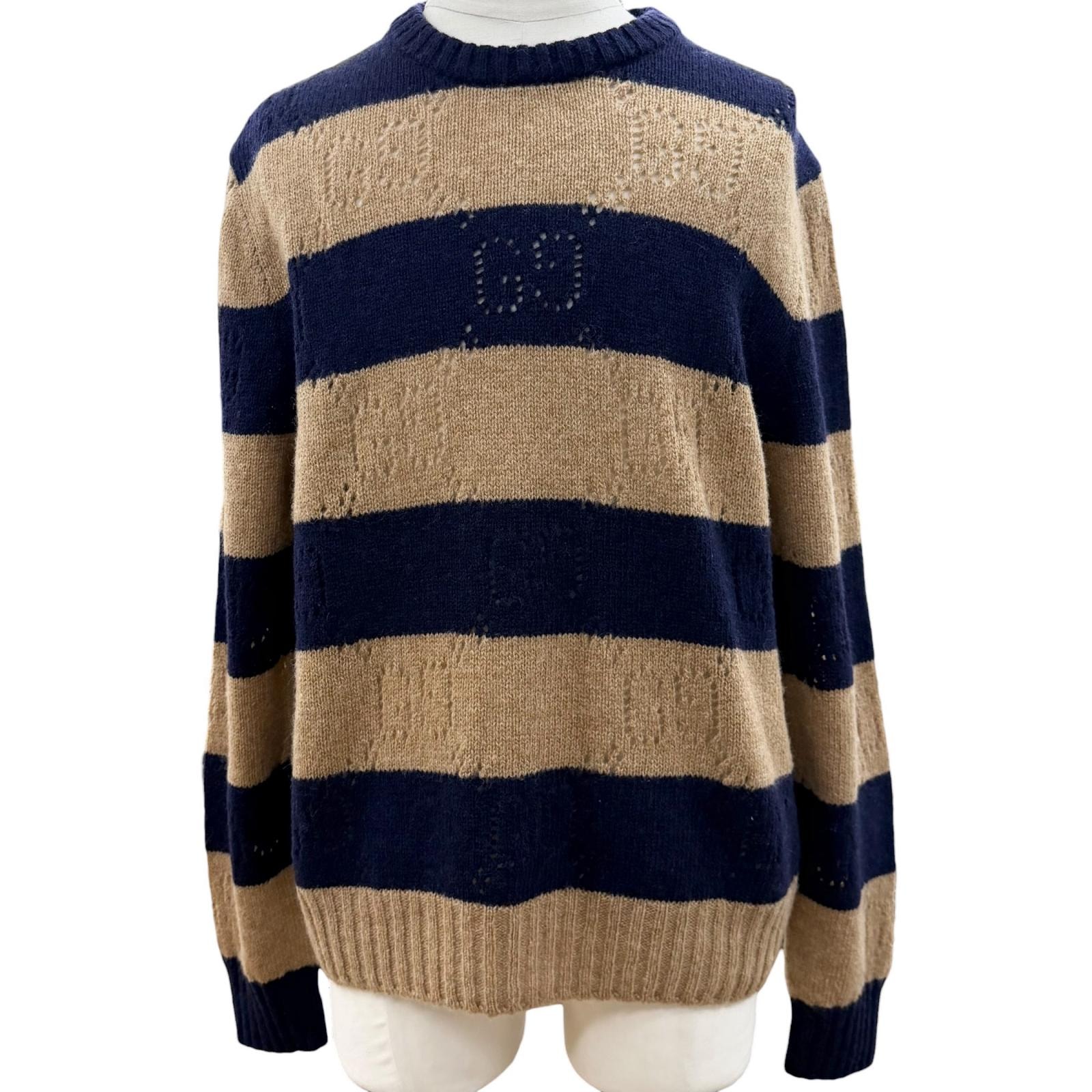 極美品 グッチ セーター ネイビー メンズ XL 645293