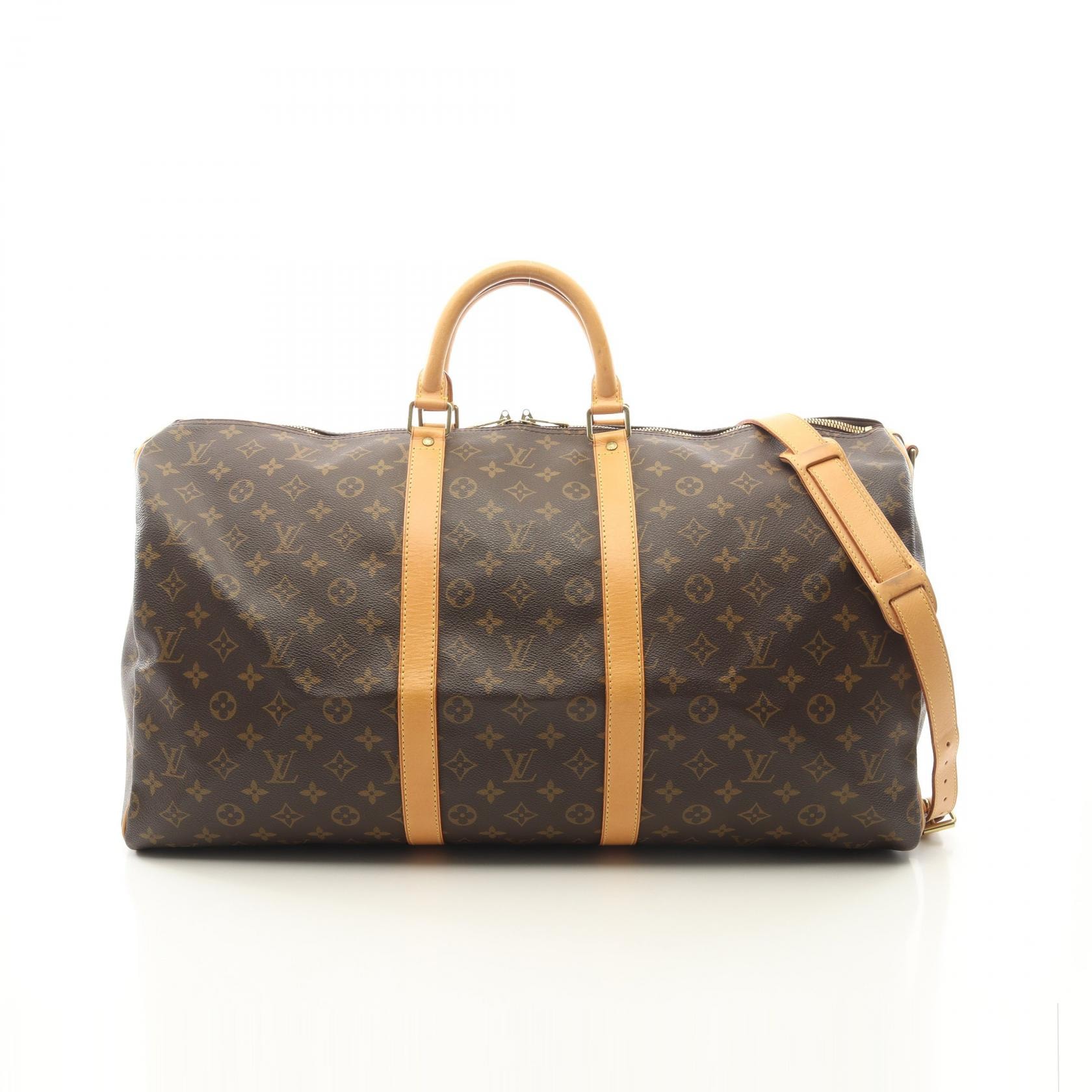 ルイ・ヴィトン LOUIS VUITTON キーポル バンドリエール55 2WAY ボストンバッグ バッグ PVCコーティングキャンバス レザー モノグラム メンズ レディース ブラウン系 M41414 【中古】