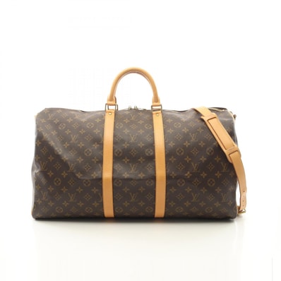 ルイ・ヴィトン LOUIS VUITTON キーポル バンドリエール55 2WAY ボストンバッグ バッグ PVCコーティングキャンバス レザー モノグラム メンズ レディース ブラウン系 M41414 【中古】