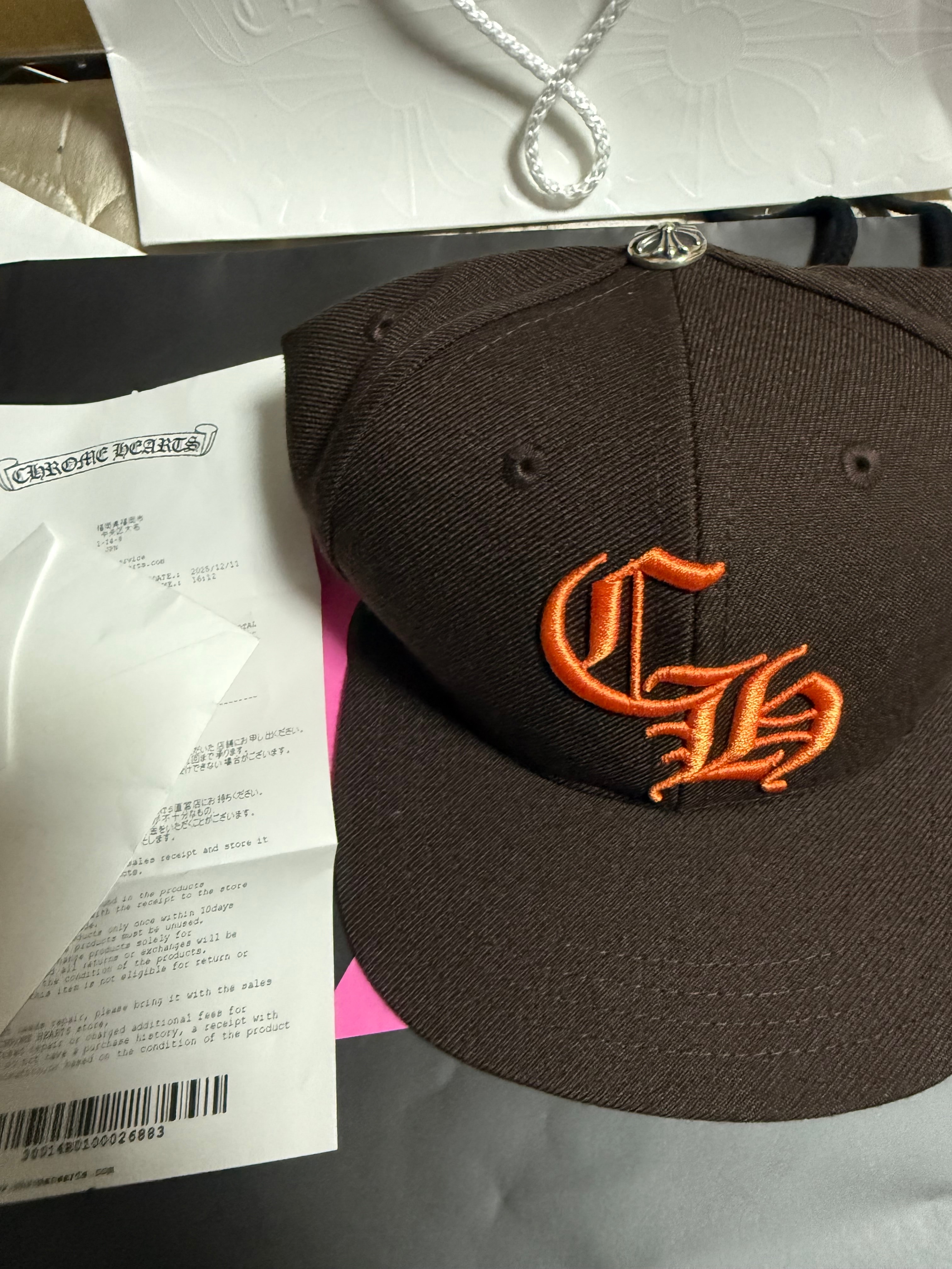 Chrome Hearts 6 Panel On Field CH White Baseball Cap "Brown/Orange"