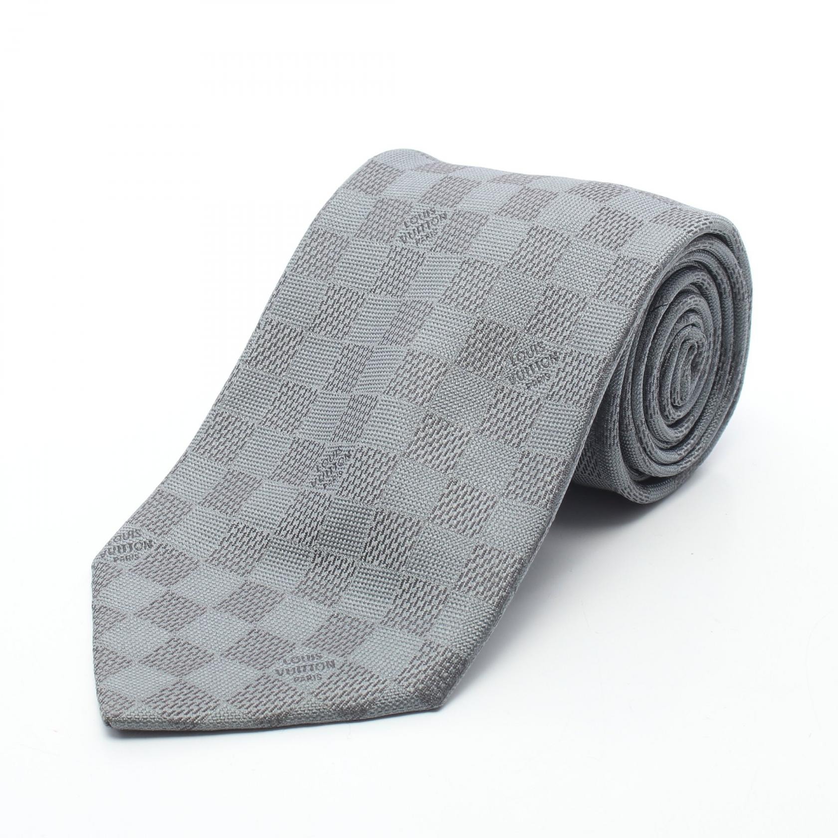 ルイ・ヴィトン LOUIS VUITTON ダミエ ネクタイ 衣料品 シルク グレー メンズ グレー系 【中古】