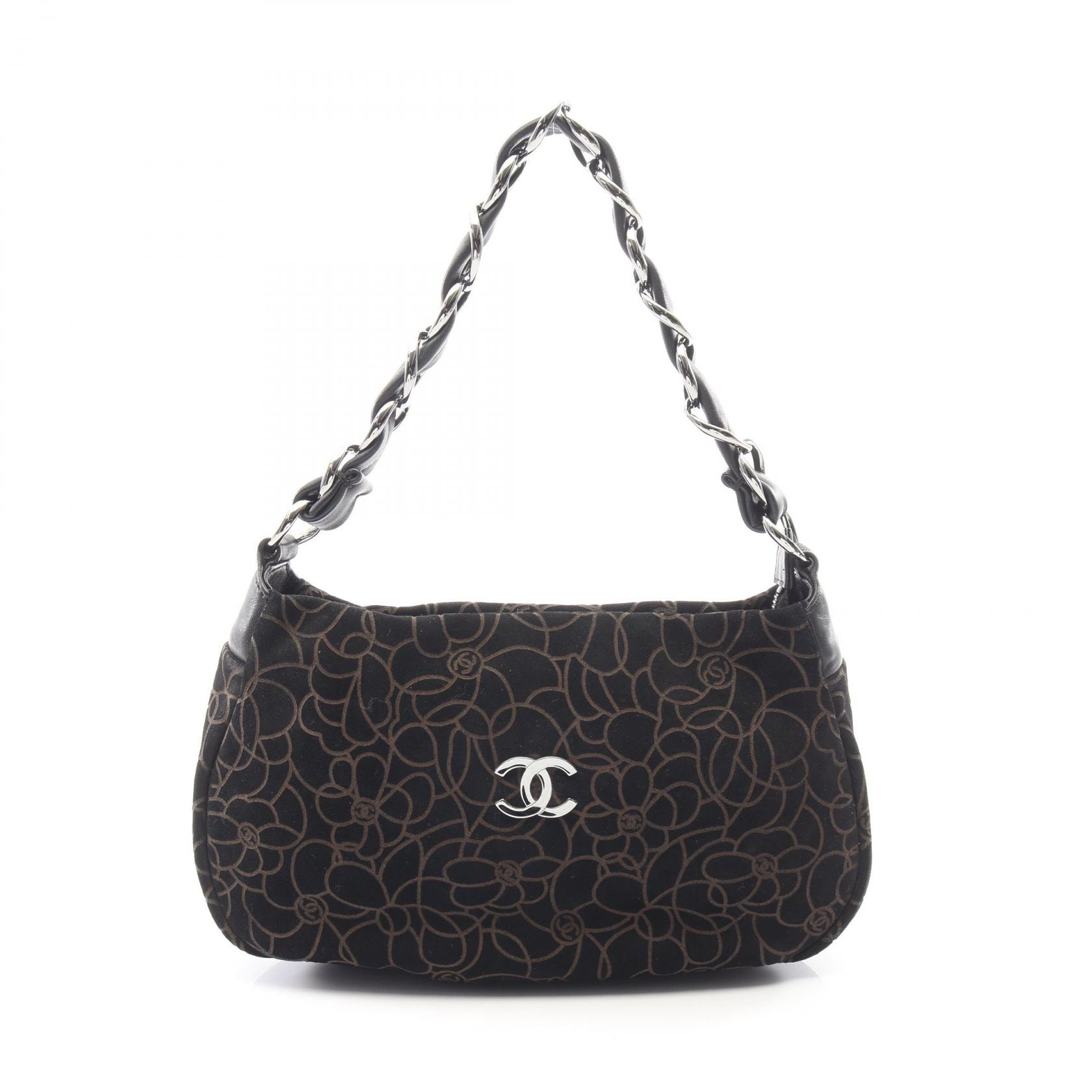 シャネル CHANEL カメリア ハンドバッグ バッグ スウェード ラムスキン(羊革) レディース ブラック系 【中古】