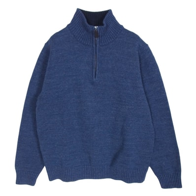 L.L.Bean エルエルビーン ニット ハーフジップ コットンニット 長袖 セーター ブルー系 M【中古】