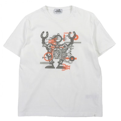 美品 エルメス 半袖Tシャツ ハローミスターファリェール ホワイト メンズ M