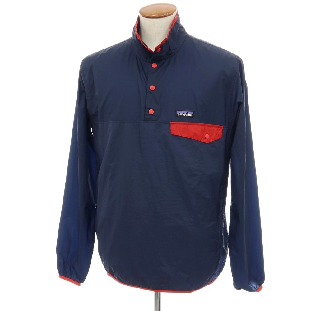 【中古】パタゴニア patagonia ナイロン ポケッタブル フーディニ スナップT プルオーバー シェルジャケット ネイビーxレッド【サイズM】【メンズ】