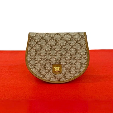 CELINE セリーヌ マカダム レザー PVC 二つ折り財布 ブラウン
47-10