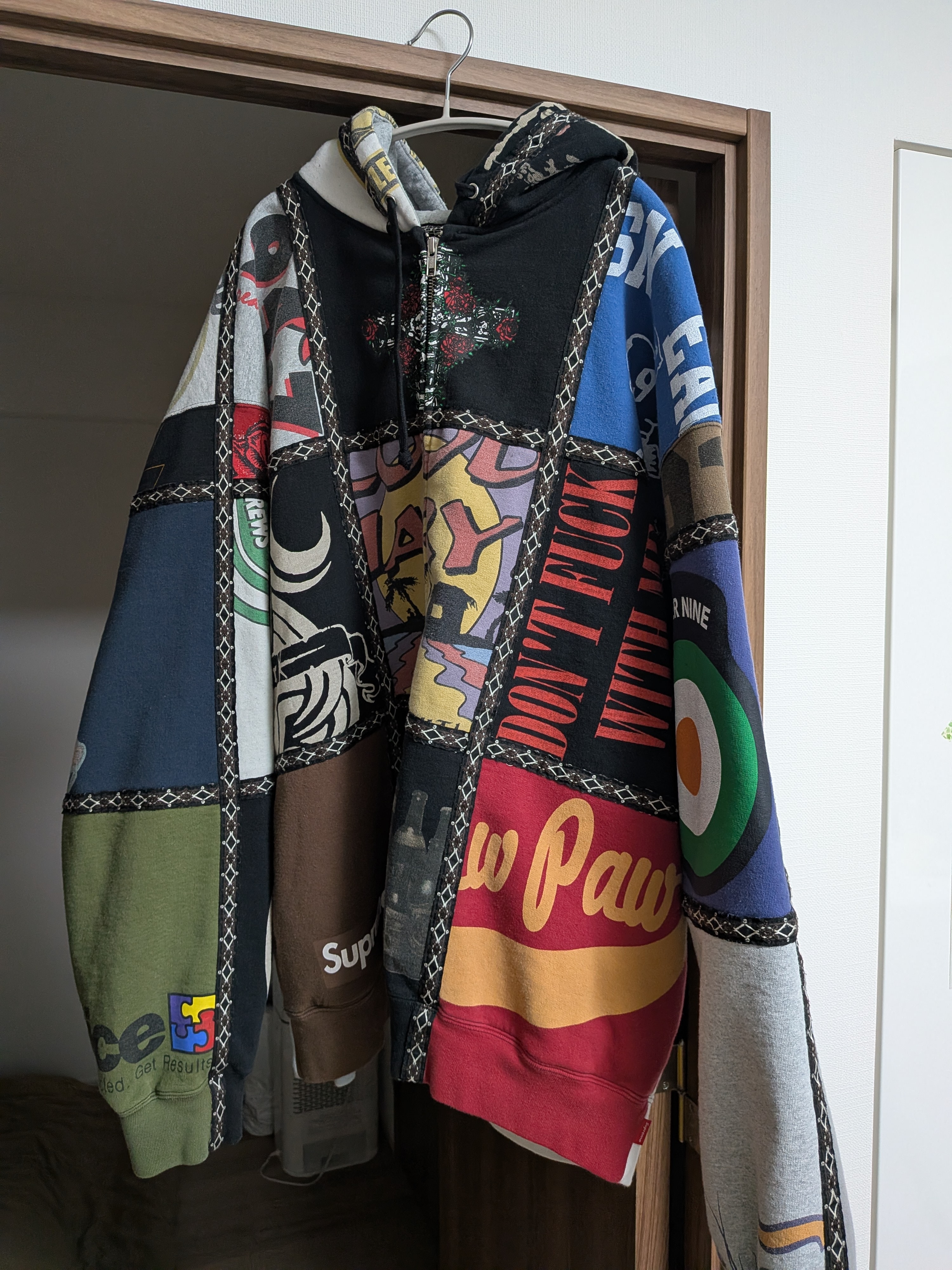 Supreme x Number (N)ine Patchwork Zip Up Hooded Sweatshirt "Multi"