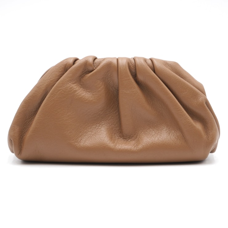BOTTEGA VENETA(ボッテガヴェネタ)ザ・ポーチ ミニ ショルダーバッグ クラッチバッグ ブラウン レザー ゴールド金具 レディース【中古】