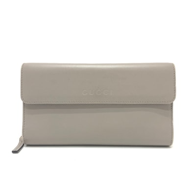 グッチ GUCCI ロゴ コンチネンタルウォレット ウォレット 財布 ロングウォレット 長財布 レザー グレー