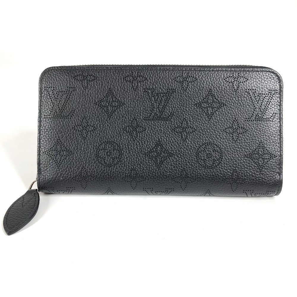 ルイヴィトン LOUIS VUITTON ジッピーウォレット M61867 モノグラムマヒナ ラウンドファスナー 長財布 モノグラムマヒナ ブラック 美品