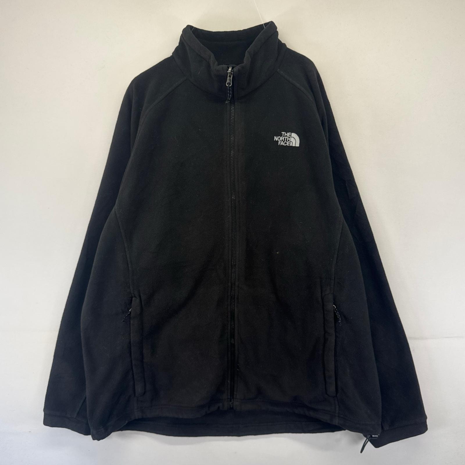 古着 ザ・ノースフェイス THE NORTH FACE フリース ジャケット フルジップ ワンポイントロゴ 大きいサイズ 2XL  ブラック系 メンズ